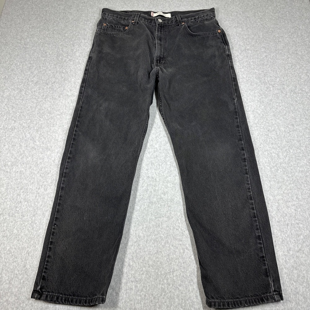 Levis 505 Vintage Y2K Regular Fit Men's 36x30 Black‎ Denim Jeans Retro
